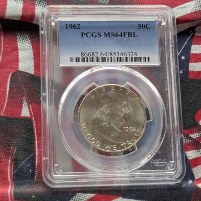 Sale Photo Thumbnail #136: 1962 Franklin 90% Silver Half Dollar - PCGS MS64 FBL