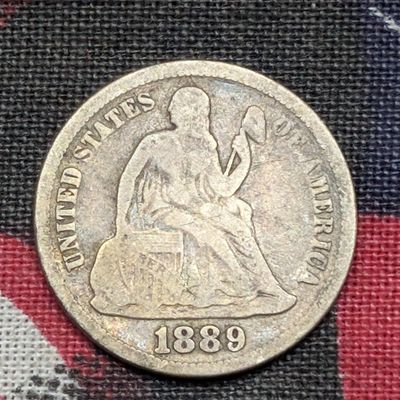 Sale Photo Thumbnail #296: 1889 w/ Legend Seated Liberty 90% Silver Dime - VG