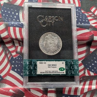 Sale Photo Thumbnail #370: 1882-CC Morgan 90% Silver Dollar - CAC Cert. MS63 - GSA Treasure