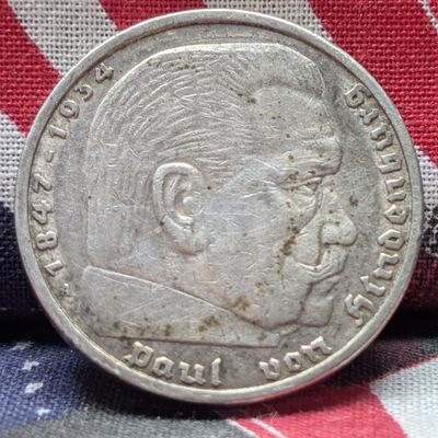 Sale Photo Thumbnail #420: 1935-A Germany 90% Silver 5 Reichsmark, 13.88g