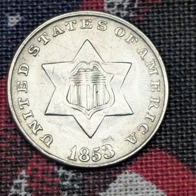 Sale Photo Thumbnail #442: 1853 Three Cent Silver - CHOICE BU - 75% Silver