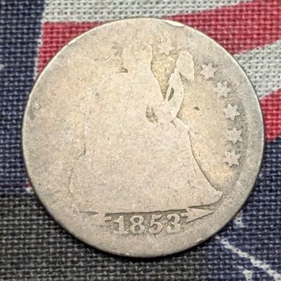Sale Photo Thumbnail #74: AG - 1853 Seated Liberty 90% Silver Dime