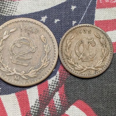 Sale Photo Thumbnail #438: 1926 Mexico 2 Centavos & 1925 Mexico 1 Centavo