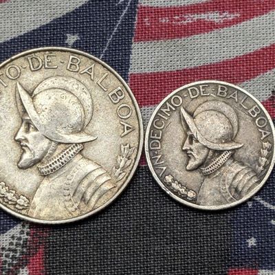 Sale Photo Thumbnail #409: 1947 Panama 1/4 90% Silver Balboa 6.25g & 1930 Panama 1/10 90% Silver Balboa 2.5g
