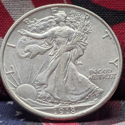 Sale Photo Thumbnail #39: AU - 1918-D Walking Liberty 90% Silver Half Dollar