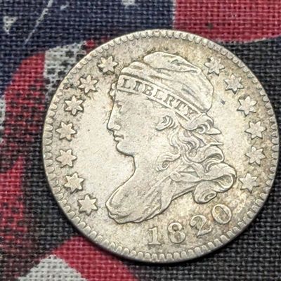 Sale Photo Thumbnail #278: XF - 1820 Large Size Capped Bust Silver Dime w/ Large-0