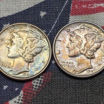 Sale Photo Thumbnail #183: 1941-P&D 90% Silver Mercury Dimes