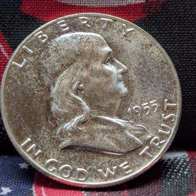 Sale Photo Thumbnail #132: 1955 PROOF Franklin 90% SILVER Half-Dollar - Scarce Date Proof!!