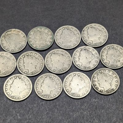 Sale Photo Thumbnail #193: (13) 1900 to 1912 Liberty Head V Nickels