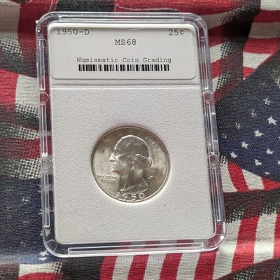 Sale Photo Thumbnail #435: 1950-D Washington 90% Silver Quarter - NCG Cert. MS68