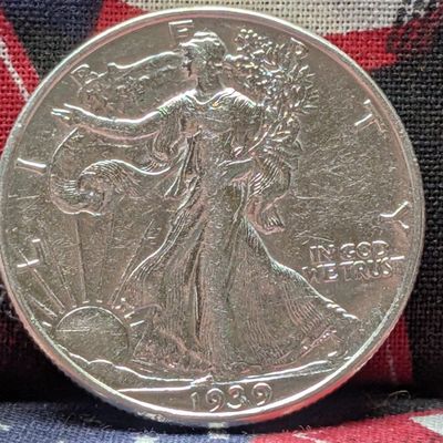 Sale Photo Thumbnail #204: AU - 1939-D Walking Liberty 90% Silver Half Dollar