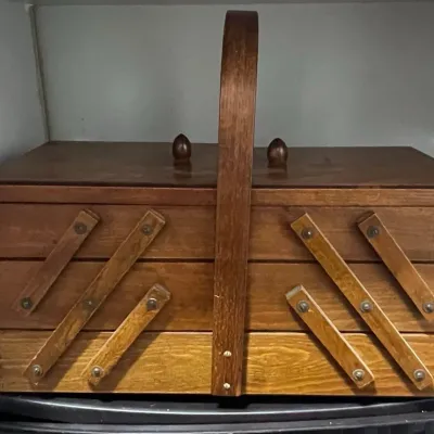 Vintage Accordion Sewing Box 