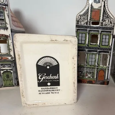 Geschenk Collection Handarbeit Handdekoriert Ceramic House Tea Light Holders 
