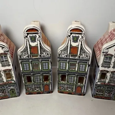 Geschenk Collection Handarbeit Handdekoriert Ceramic House Tea Light Holders 