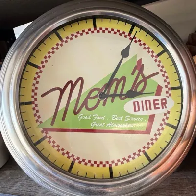 Mom's Diner Style Wall Clock 