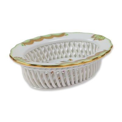 Sale Photo Thumbnail #329: Herend Hungary Victoria Pattern Porcelain Basket