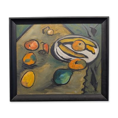 Sale Photo Thumbnail #51: R. Campbell (American, 20th-21st Century) Expressionist Oil on Board, Still Life, Signed