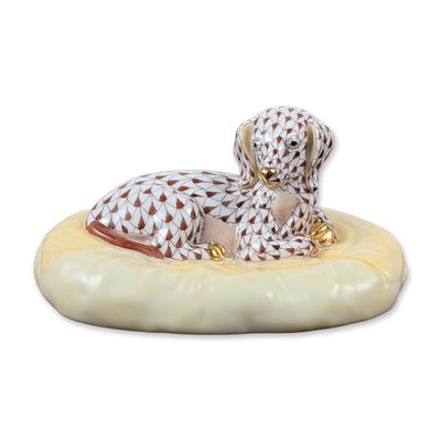 Sale Photo Thumbnail #284: Herend Porcelain Chocolate-Brown Dog Figurine, Dachshund 15861