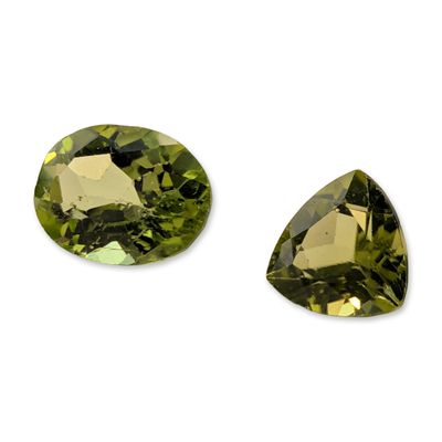 Sale Photo Thumbnail #201: Two Yellowish-Green Faceted Peridot Gemstones