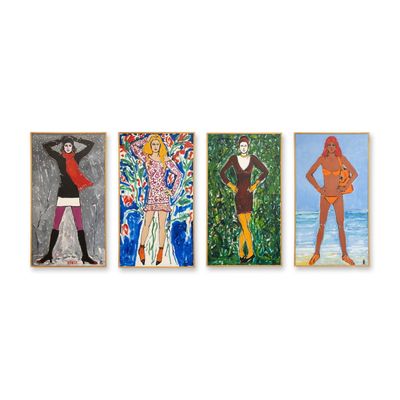 Sale Photo Thumbnail #355: Kenzo Takada (Japanese/French 1939-2020) Monumental Suite of Four Mixed Media Paintings, Ode to the