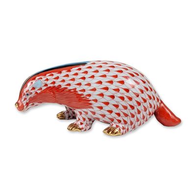 Sale Photo Thumbnail #267: Herend Porcelain Rust Fishnet Badger Figurine
