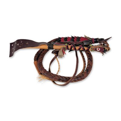 Sale Photo Thumbnail #385: Hungarian Folk Art Decorated Braided Leather Whip