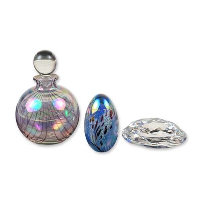 Sale Photo Thumbnail #303: 3pc Studio Art Glass & Swarovski Lead Crystal Objects