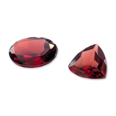 Sale Photo Thumbnail #182: Two Loose Red Faceted Garnet Gemstones