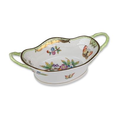 Sale Photo Thumbnail #324: Herend Hungary Queen Victoria Porcelain Handled Dish