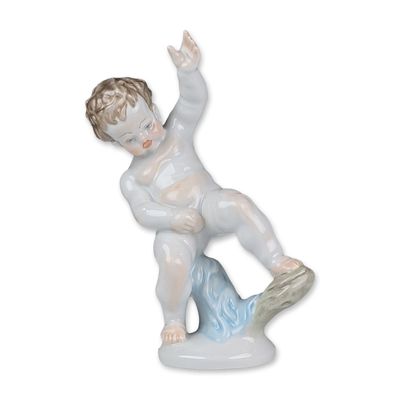 Sale Photo Thumbnail #562: Herend Hand-Painted Porcelain Nude Boy Figurine