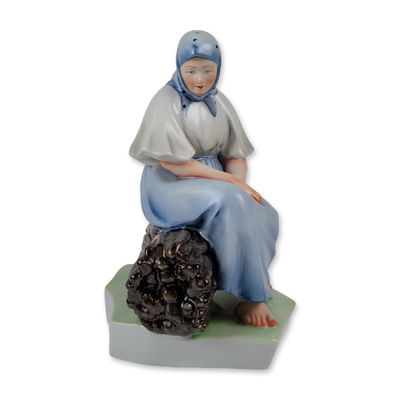 Sale Photo Thumbnail #586: Zsolnay Hungarian Porcelain Peasant Woman Figurine