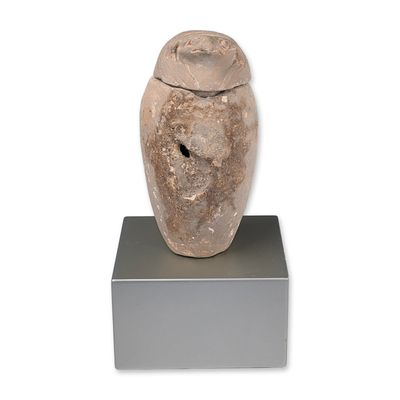 Sale Photo Thumbnail #362: Egyptian Carved Stone Falcon Canopic Jar, Qebehsenuef