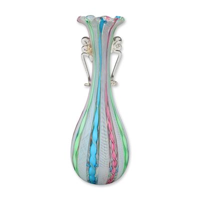 Sale Photo Thumbnail #17: Italian Art Glass Zanfirico and Latticino Vase