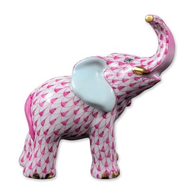 Sale Photo Thumbnail #290: Herend Porcelain Raspberry-Pink Figurine, Elephant 5272