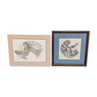 Sale Photo Thumbnail #69: 2pc Roger Fernandes (Native American b. 1952) Lithographs on Paper, Signed & Numbered