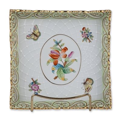 Sale Photo Thumbnail #322: Herend Hungary Queen Victoria Reticulated Porcelain Tray