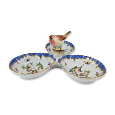 Sale Photo Thumbnail #323: Herend Rothschild Bird Porcelain Trefoil Dish