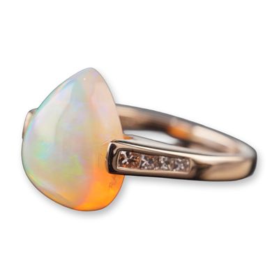 Sale Photo Thumbnail #101: 14K Gold 4.12ct Opal and Diamond Ring