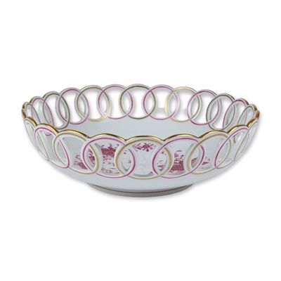 Sale Photo Thumbnail #320: Herend Hungary Apponyi Pink Reticulated Bowl