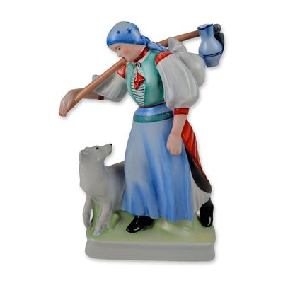 Sale Photo Thumbnail #299: Zsolnay Porcelain Hungarian Peasant Woman With Dog Figurine