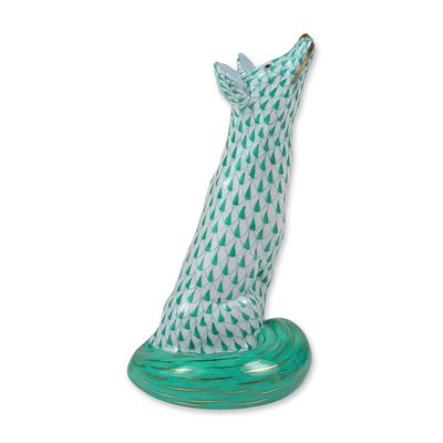 Sale Photo Thumbnail #291: Herend Green Fishnet Porcelain Sitting Fox Figurine