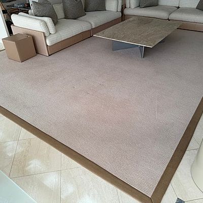 Sale Photo Thumbnail #380: Scott Group Wool Carpet with Architex Performance Faux Leather Border