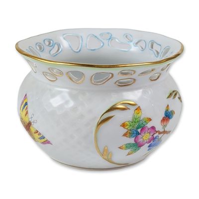 Sale Photo Thumbnail #321: Herend Hungary Queen Victoria Reticulated Porcelain Bowl