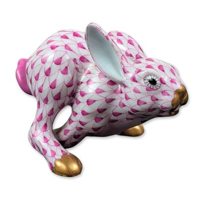 Sale Photo Thumbnail #574: Herend Porcelain Raspberry-Pink Figurine, Rabbit 15585