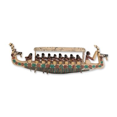 Sale Photo Thumbnail #7: Large Egyptian Carved Wood Funerary Boat Sculpture