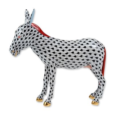 Sale Photo Thumbnail #287: Herend Hungary Porcelain Black Fishnet Donkey