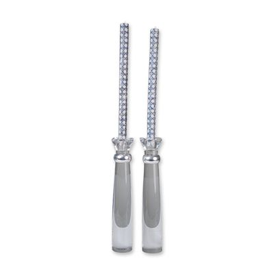 Sale Photo Thumbnail #20: Pair of Nambe Crystal Candlestick Holders with Two Candles, Titan