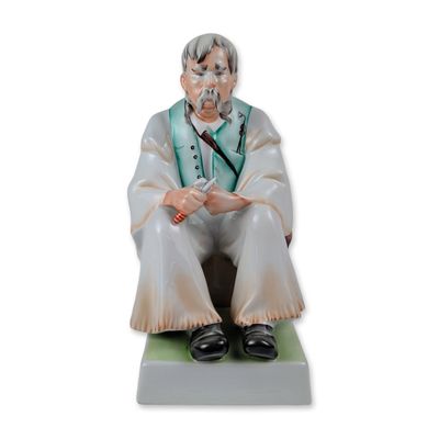 Sale Photo Thumbnail #297: Zsolnay Pecs Hungarian Porcelain Seated Carver Figurine