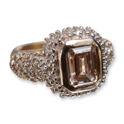 Sale Photo Thumbnail #387: 14K Gold Ring with 1.25ct Lab Pink Diamond & 1.52ct Accent Diamonds