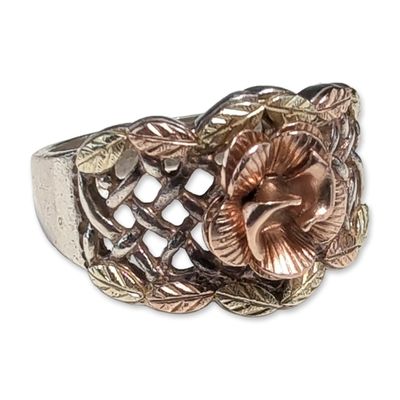 Sale Photo Thumbnail #102: Sterling Silver and 10K Gold Rose Ring